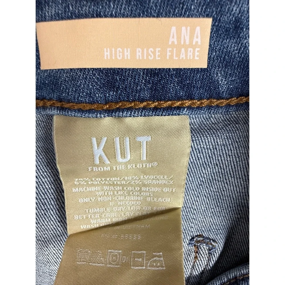 NWT‎ Kut From The Kloth Ana High Rise Flare Jeans Indigo Patch Pocket Size 16